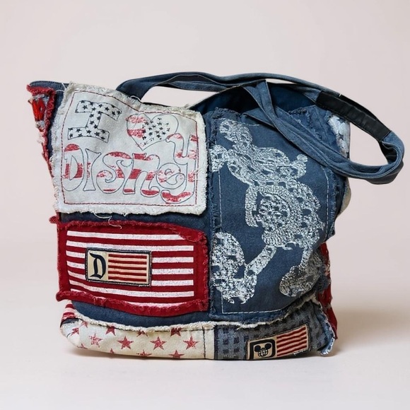 Disney Parks I Love Disney Patriotic Mickey Stars & Stripes Boho Tote Bag - Picture 1 of 8